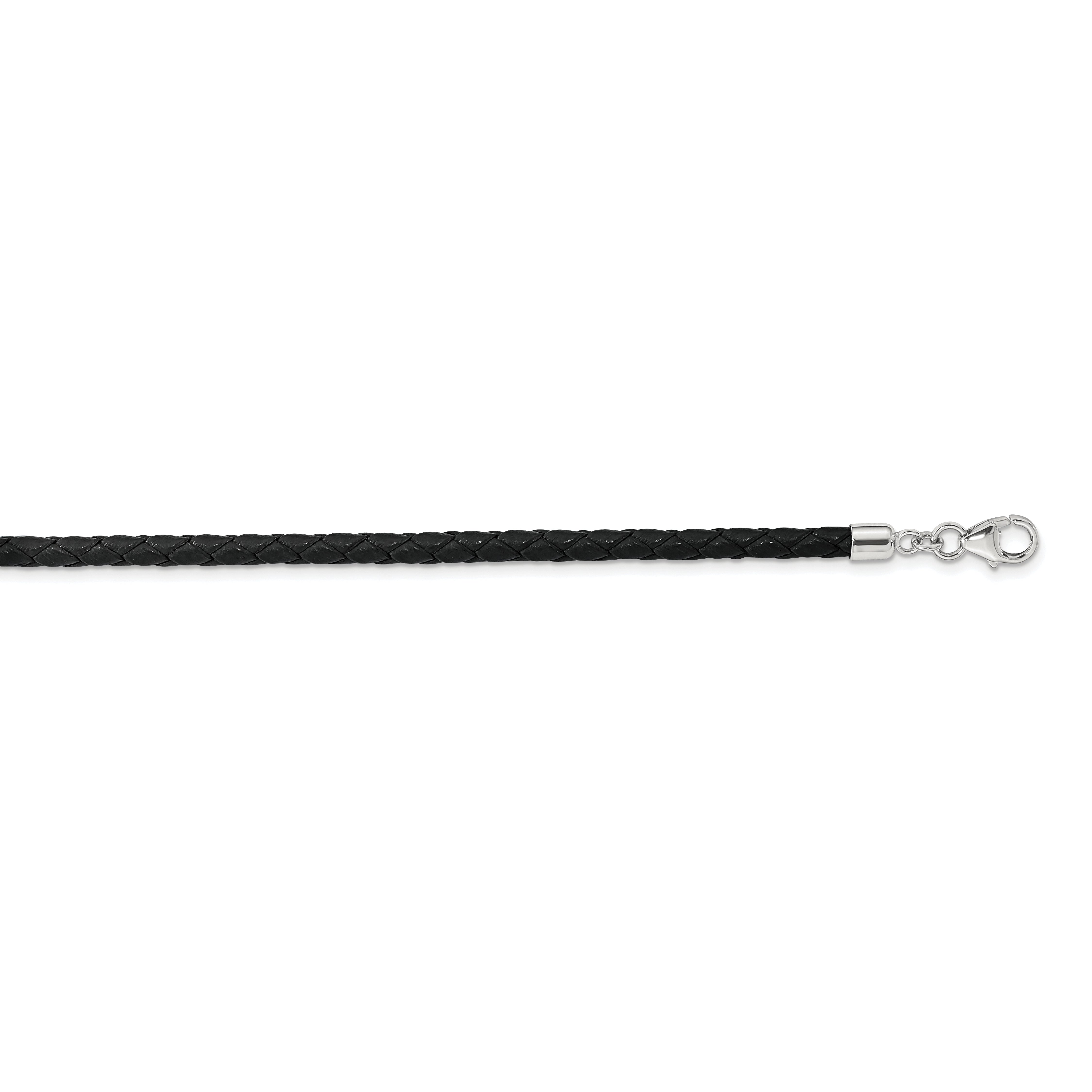 SS Reflections Black Leather Rh-plated 14in With 2in ext Choker/Wrap Bracelet Secondary image