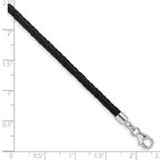 SS Reflections Black Leather Rh-plated 14in With 2in ext Choker/Wrap Bracelet