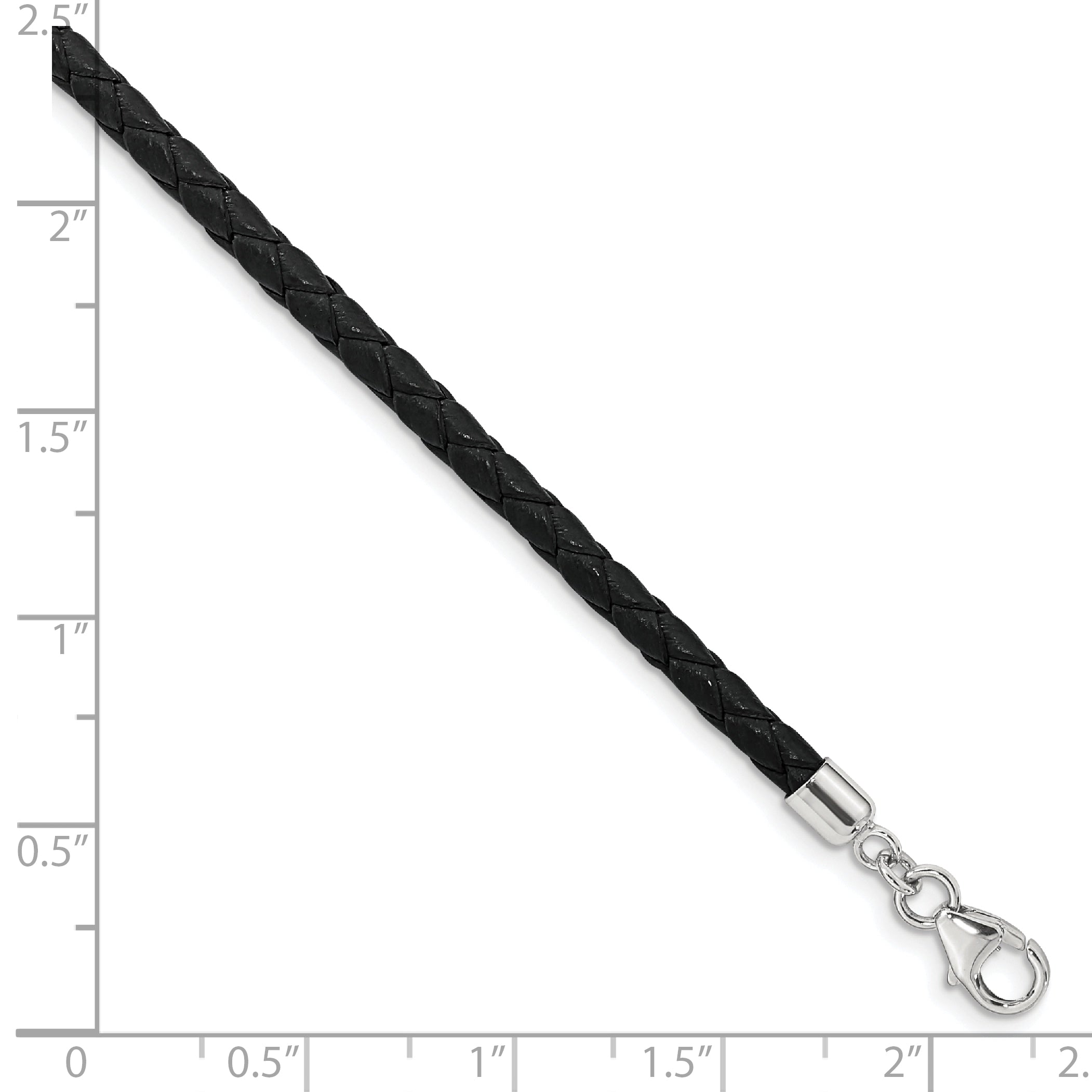 SS Reflections Black Leather Rh-plated 14in With 2in ext Choker/Wrap Bracelet