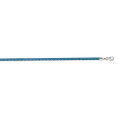 Sterling Silver Reflections Blue Leather Rhodium-plated 14 inch with a 2 inch extention Choker/Wrap Bracelet