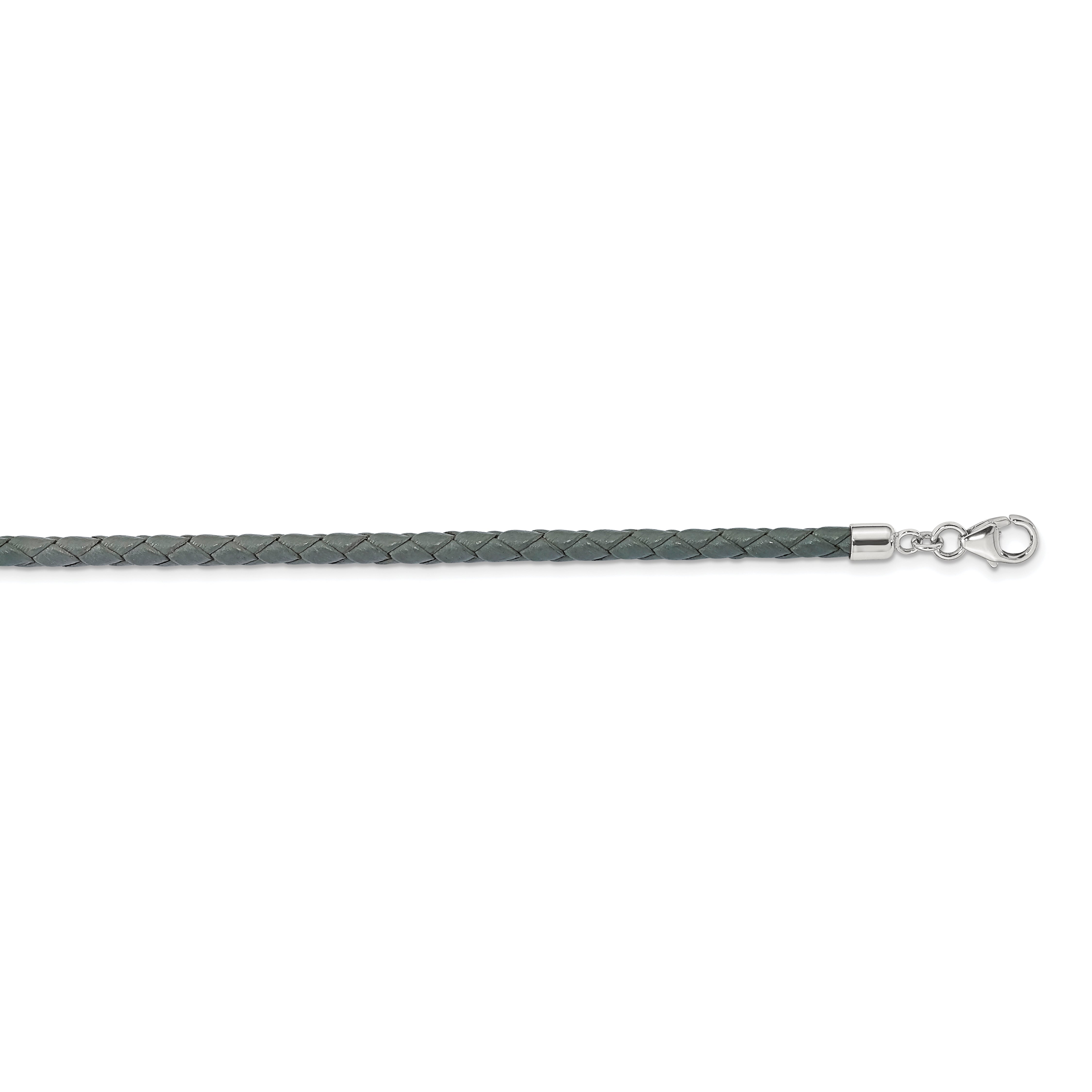 Sterling Silver Reflections Gray Leather Rhodium-plated 14 inch with a 2 inch extention Choker/Wrap Bracelet Secondary image
