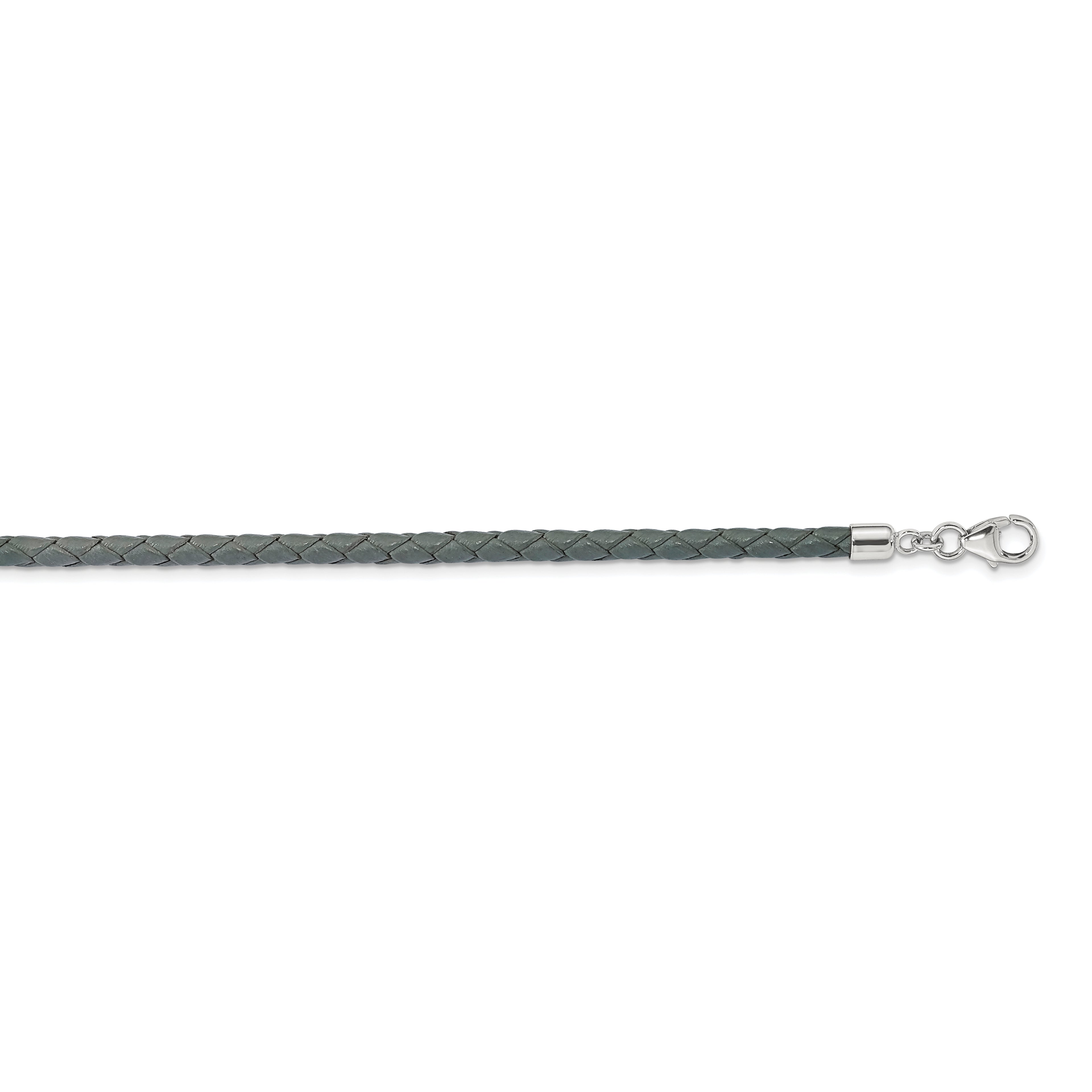Sterling Silver Reflections Gray Leather Rhodium-plated 14 inch with a 2 inch extention Choker/Wrap Bracelet