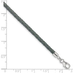 Sterling Silver Reflections Gray Leather Rhodium-plated 14 inch with a 2 inch extention Choker/Wrap Bracelet