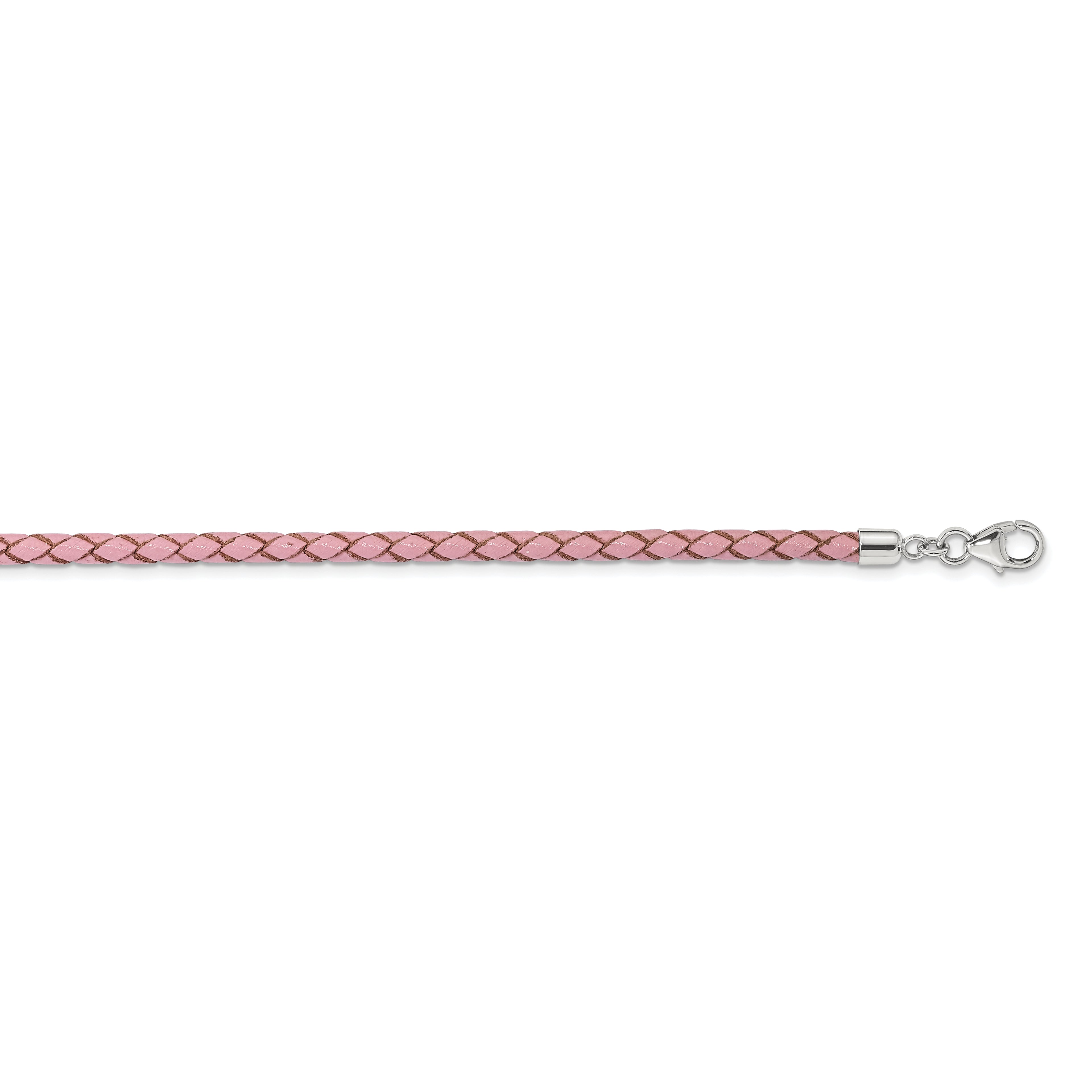 SS Reflections Pink Leather Rh-plated 14in With 2in ext Choker/Wrap Bracelet