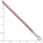 SS Reflections Pink Leather Rh-plated 14in With 2in ext Choker/Wrap Bracelet