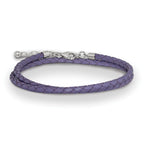SS Reflections Purple Leather Rh-plated 14in With 2in ext Choker/Wrap Bracelet