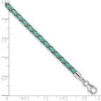 Sterling Silver Reflections Teal Leather Rhodium-plated 14 inch with a 2 inch extention Choker/Wrap Bracelet