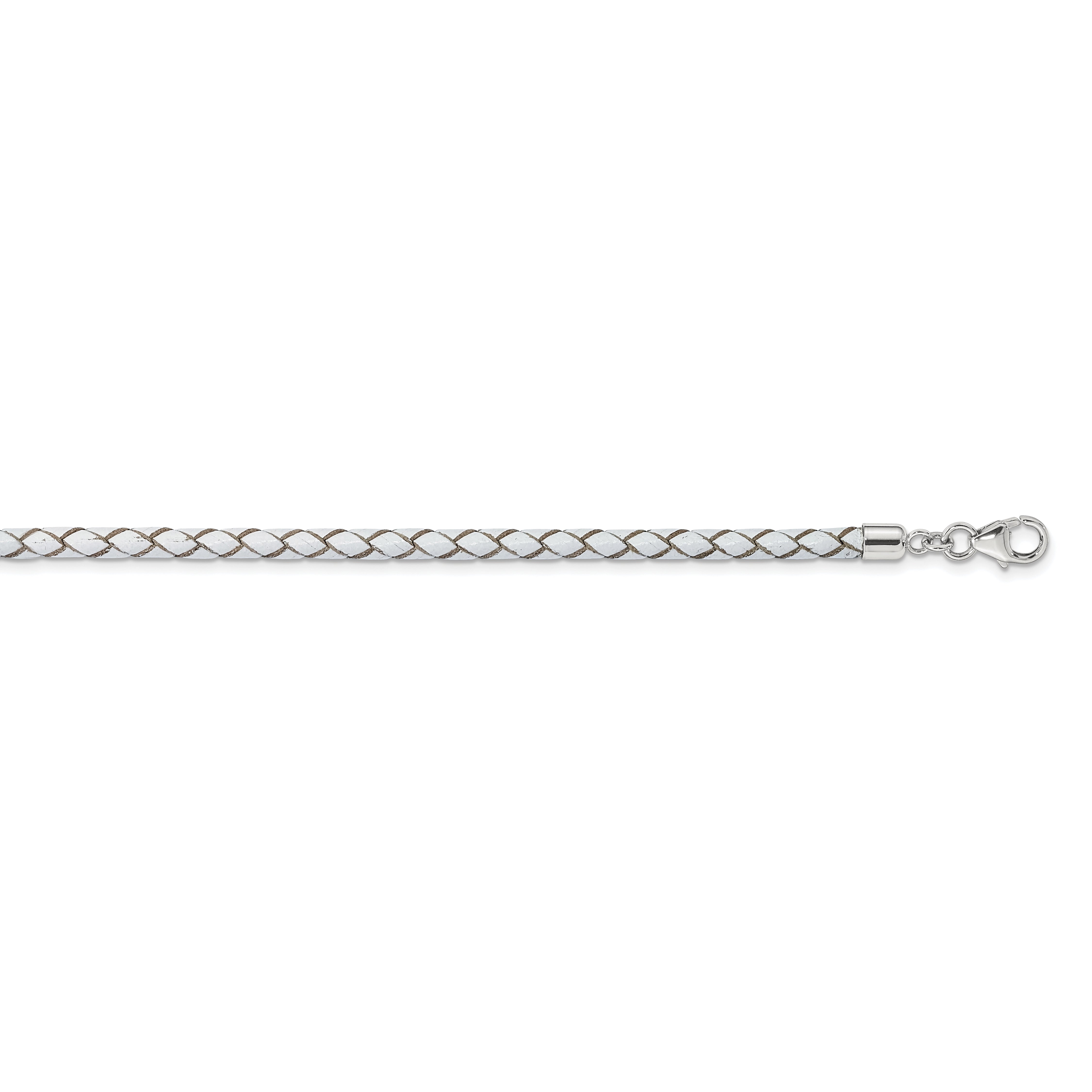 Sterling Silver Reflections White Leather Rhodium-plated 14 inch with a 2 inch extention Choker/Wrap Bracelet Secondary image