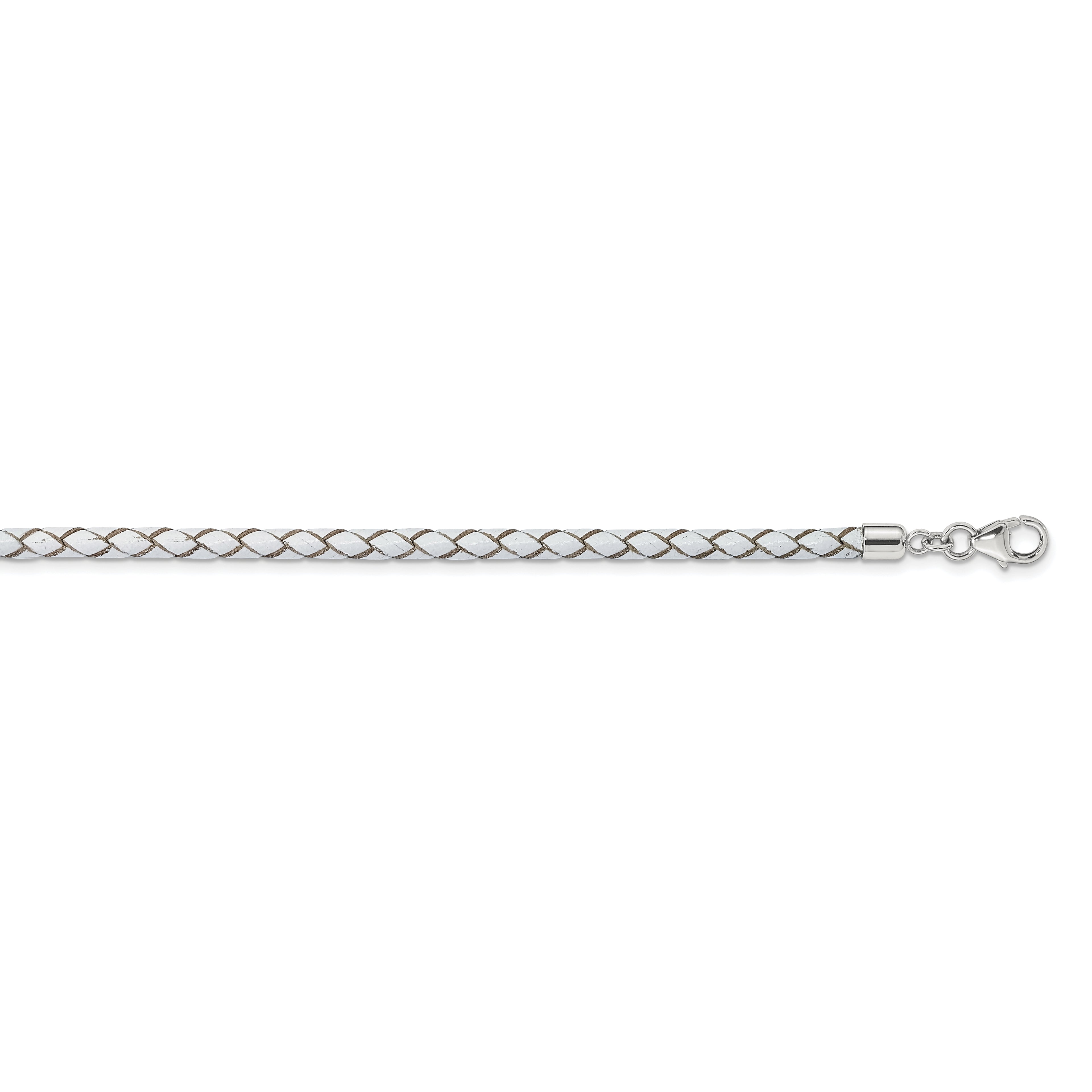 Sterling Silver Reflections White Leather Rhodium-plated 14 inch with a 2 inch extention Choker/Wrap Bracelet