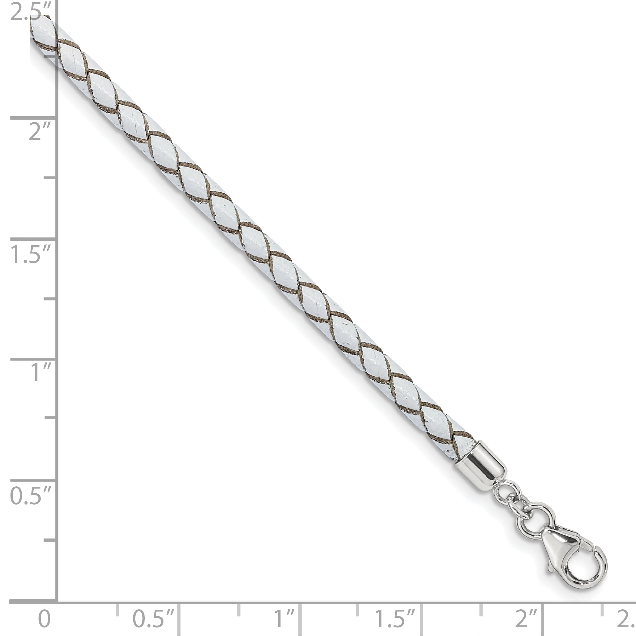 Sterling Silver Reflections White Leather Rhodium-plated 14 inch with a 2 inch extention Choker/Wrap Bracelet