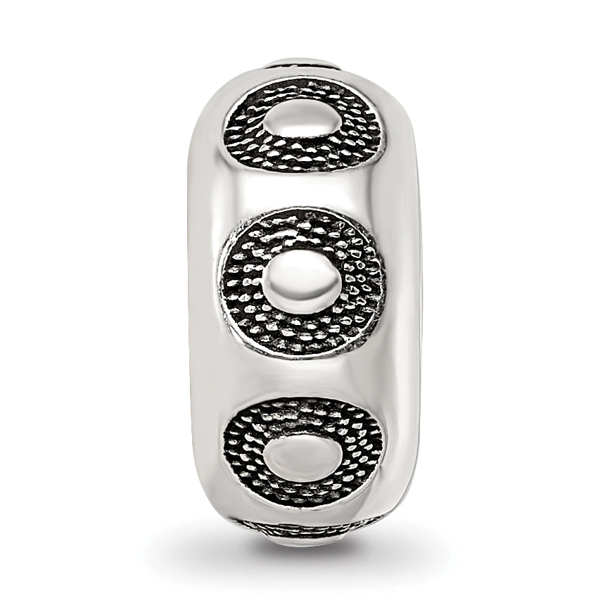 Sterling Silver Reflections Antiqued Circle Pattern Bead