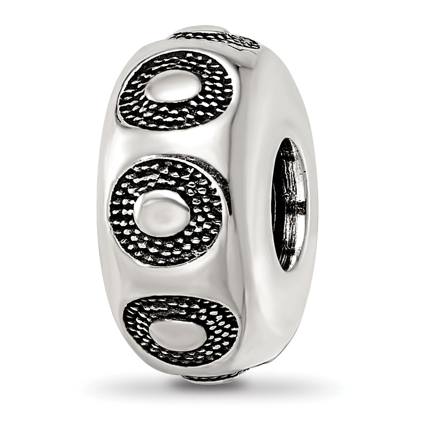 Sterling Silver Reflections Antiqued Circle Pattern Bead Main image