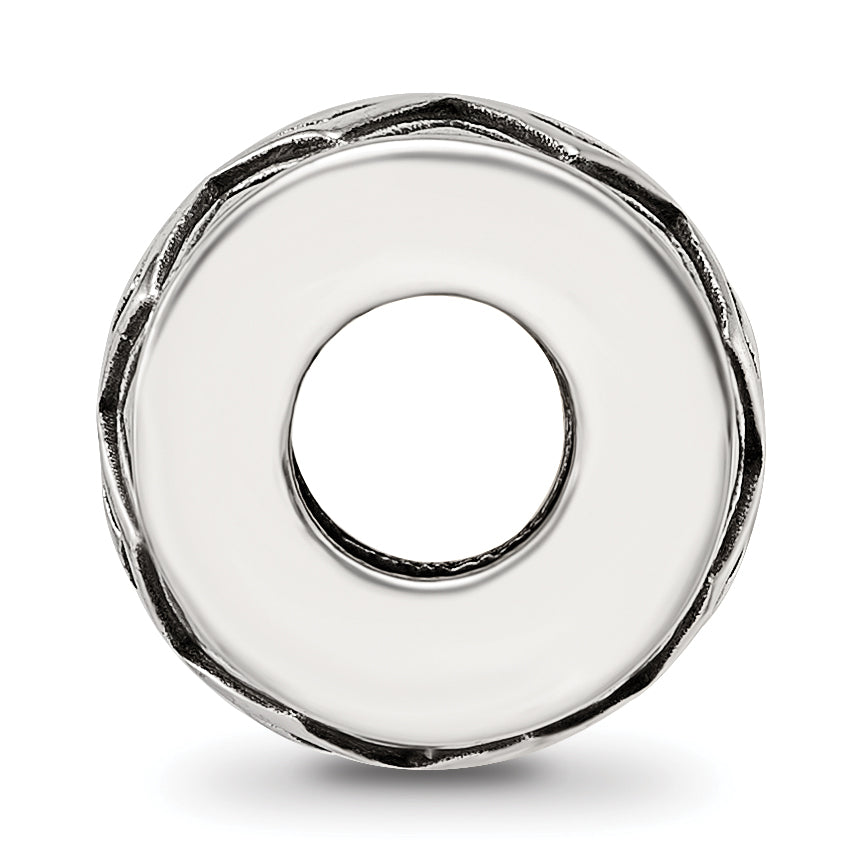 Sterling Silver Reflections Antiqued Diamond Pattern Bead Secondary image