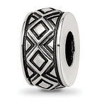 Sterling Silver Reflections Antiqued Diamond Pattern Bead
