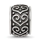 Sterling Silver Reflections Antiqued Heart Pattern Bead