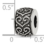 Sterling Silver Reflections Antiqued Heart Pattern Bead