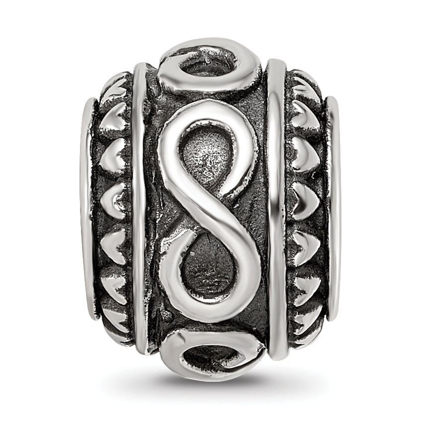 Sterling Silver Reflections Antiqued Infinity & Heart Pattern Bead Secondary image