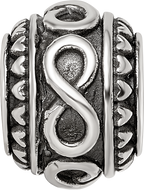 Sterling Silver Reflections Antiqued Infinity & Heart Pattern Bead