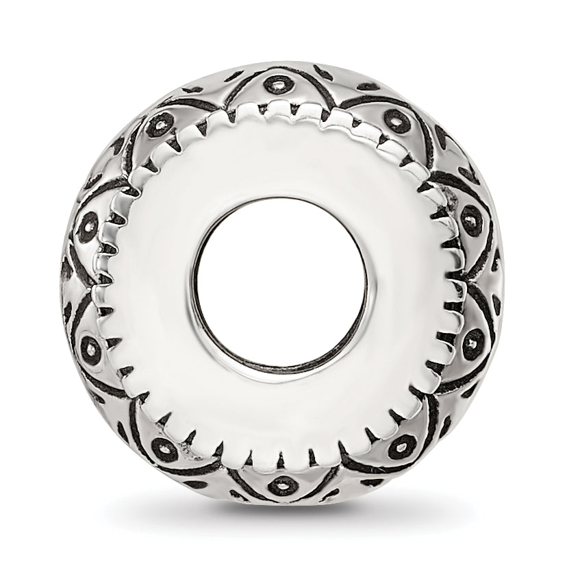 Sterling Silver Reflections Antiqued Aztec Pattern Bead