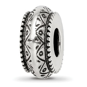 Sterling Silver Reflections Antiqued Aztec Pattern Bead