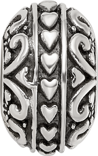 Sterling Silver Reflections Antiqued Small Hearts Pattern Bead