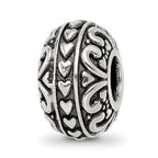 Sterling Silver Reflections Antiqued Small Hearts Pattern Bead