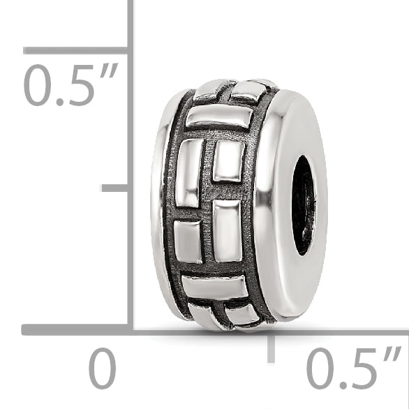 Sterling Silver Reflections Antiqued Brick Pattern Bead