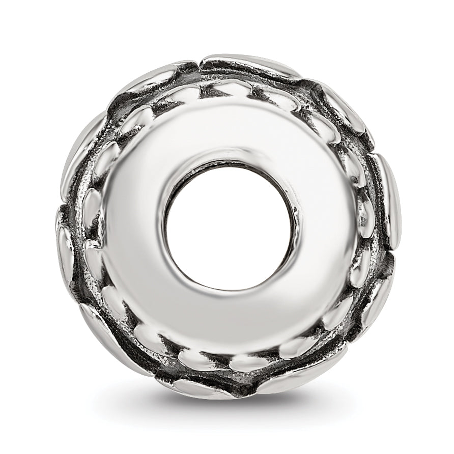 Sterling Silver Reflections Antiqued Hearts Pattern Bead