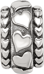 Sterling Silver Reflections Antiqued Hearts Pattern Bead