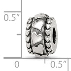 Sterling Silver Reflections Antiqued Hearts Pattern Bead