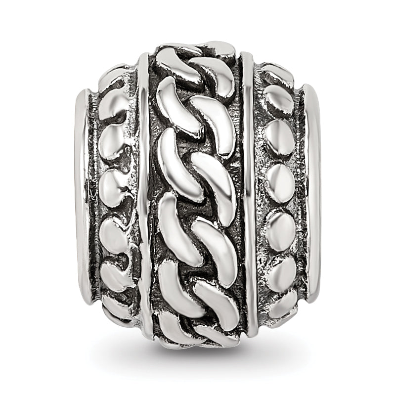 Sterling Silver Reflections Antiqued Large Chain Pattern Bead