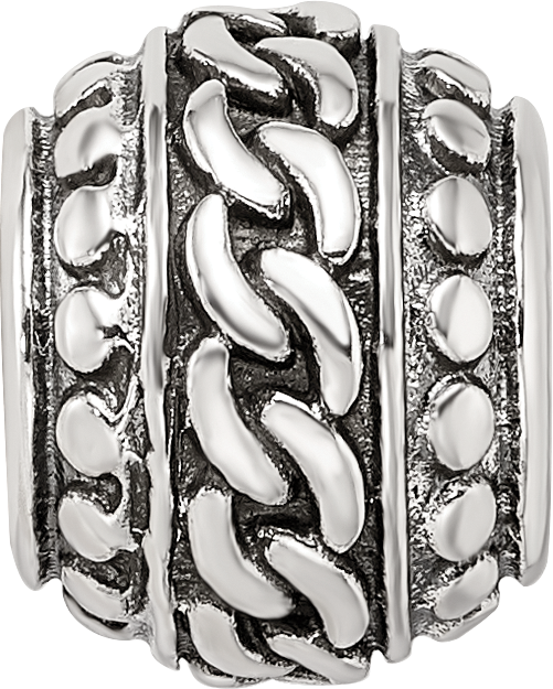 Sterling Silver Reflections Antiqued Large Chain Pattern Bead