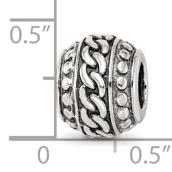 Sterling Silver Reflections Antiqued Large Chain Pattern Bead