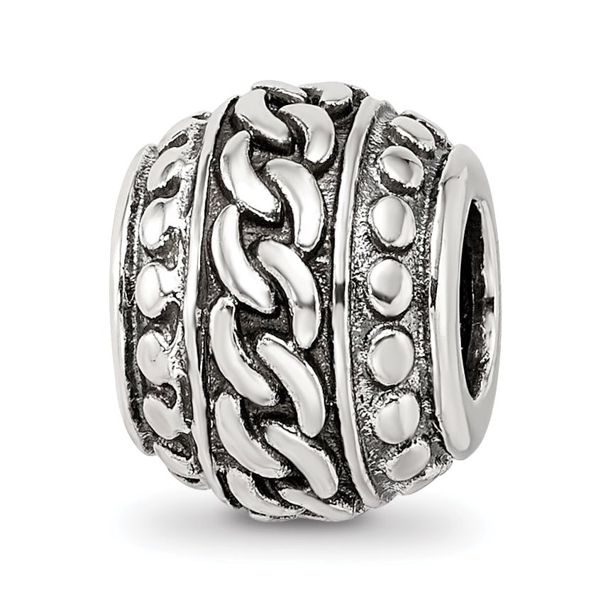 Sterling Silver Reflections Antiqued Large Chain Pattern Bead Main image
