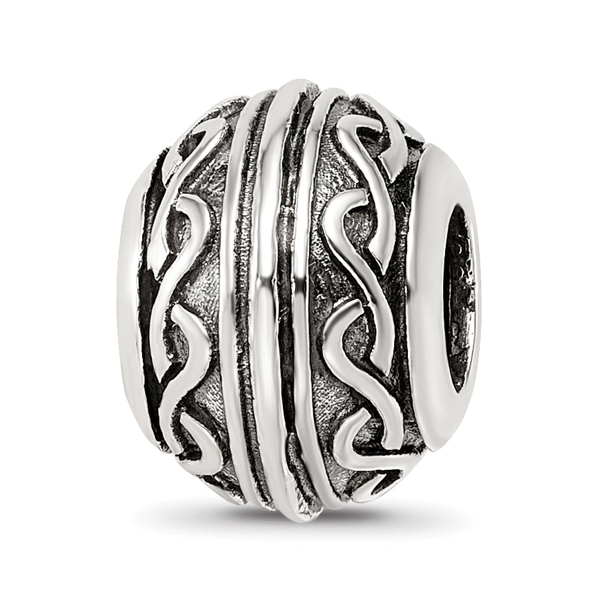 Sterling Silver Reflections Antiqued Pattern Bead