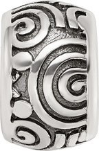 Sterling Silver Reflections Antiqued Circle Swirls Pattern Bead