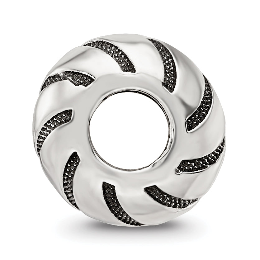 Sterling Silver Reflections Antiqued Swirl Pattern Bead