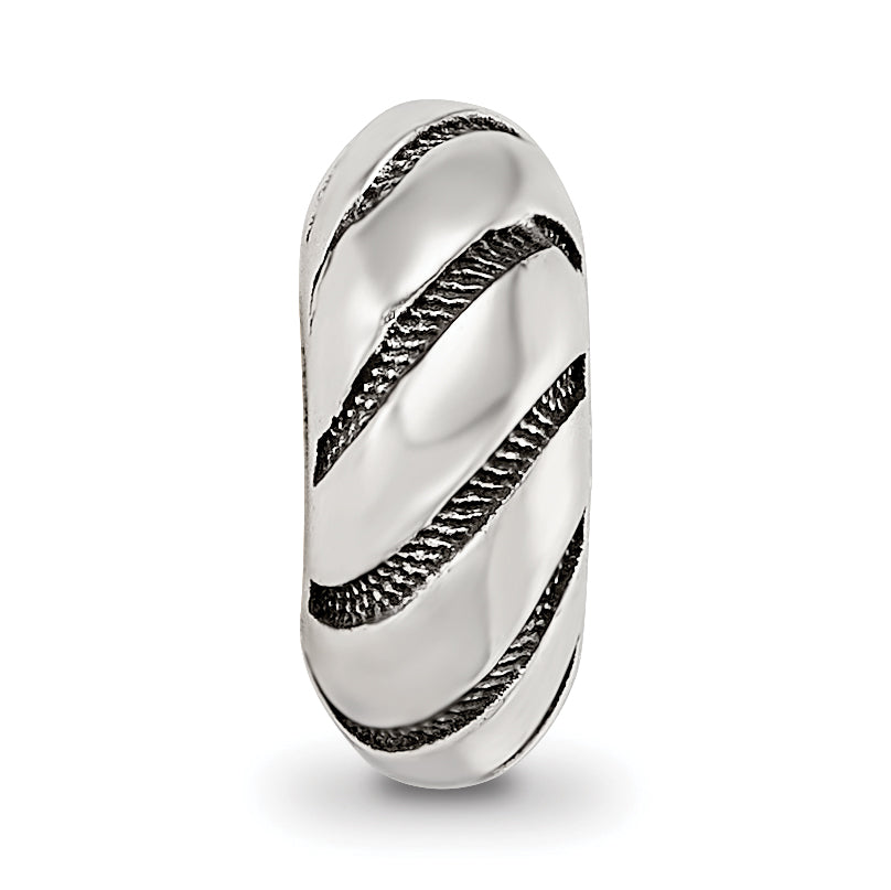 Sterling Silver Reflections Antiqued Swirl Pattern Bead