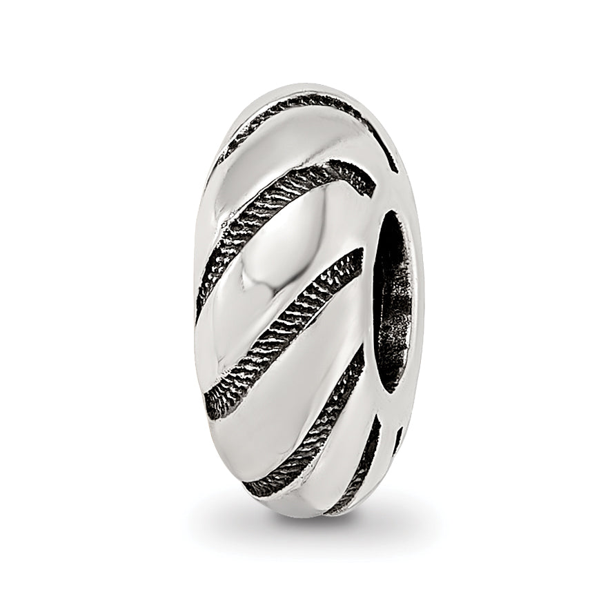 Sterling Silver Reflections Antiqued Swirl Pattern Bead Main image