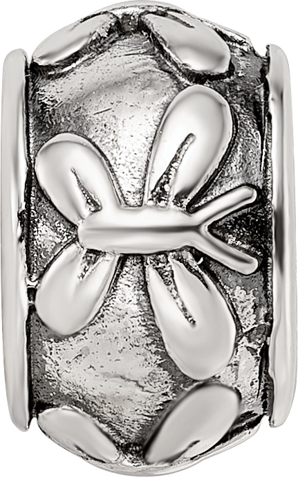 Sterling Silver Reflections Antiqued Butterfly Pattern Bead