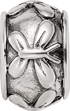 Sterling Silver Reflections Antiqued Butterfly Pattern Bead