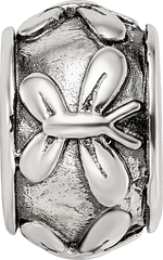Sterling Silver Reflections Antiqued Butterfly Pattern Bead