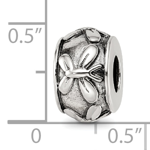 Sterling Silver Reflections Antiqued Butterfly Pattern Bead