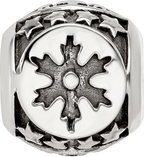 Sterling Silver Reflections Antiqued Snowflakes & Stars Pattern Bead