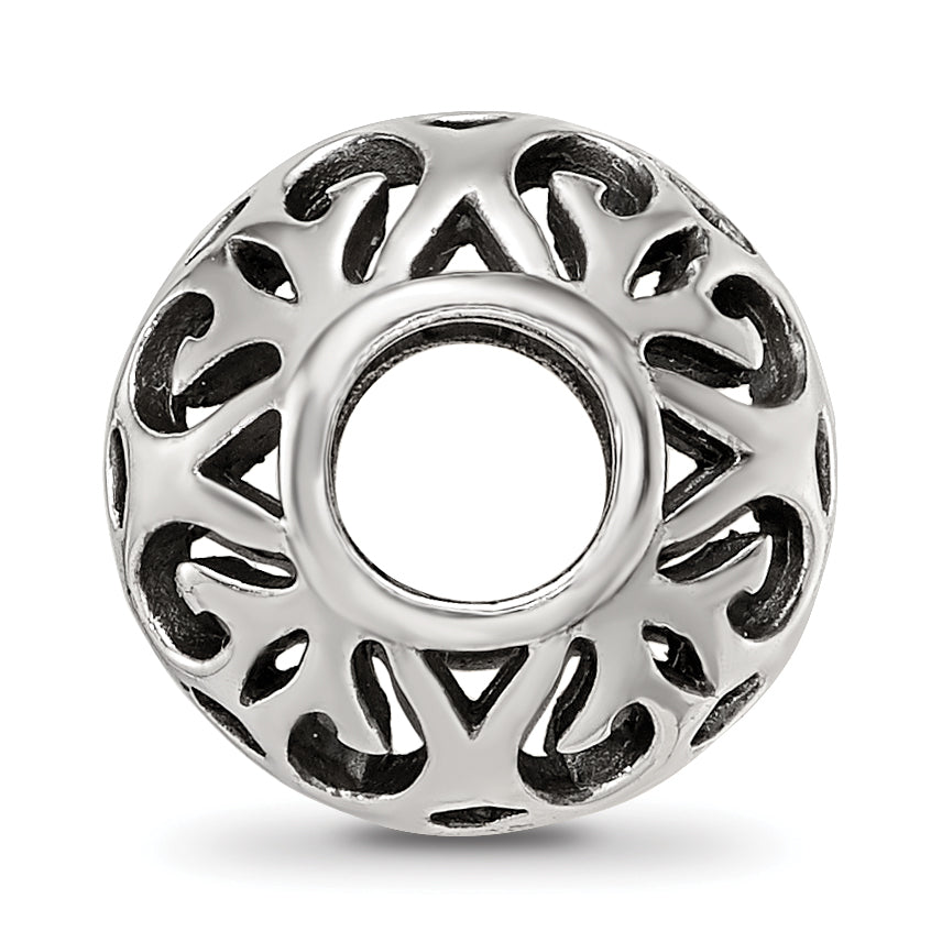 Sterling Silver Reflections Antiqued Hollow Pattern Bead Secondary image