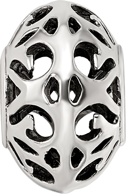 Sterling Silver Reflections Antiqued Hollow Pattern Bead