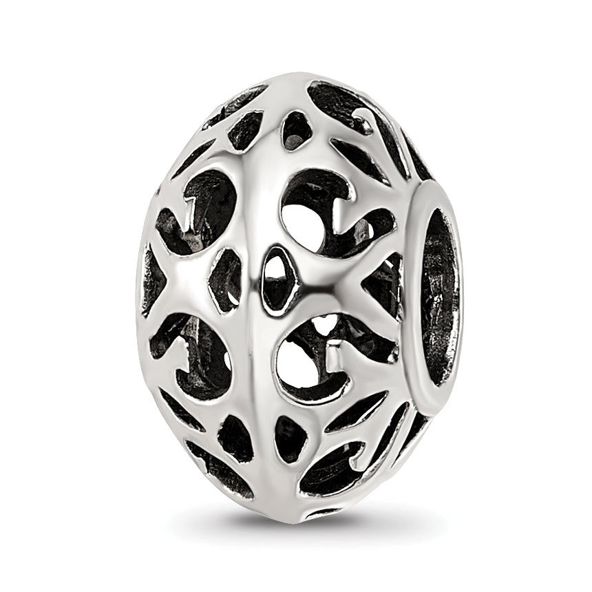 Sterling Silver Reflections Antiqued Hollow Pattern Bead Main image