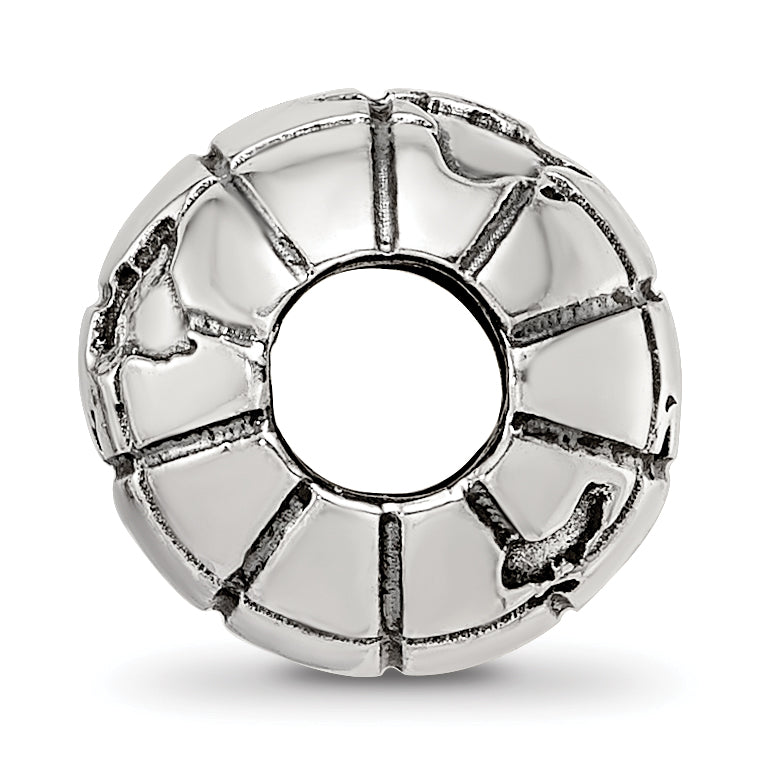 Sterling Silver Reflections Antiqued Globe Pattern Bead