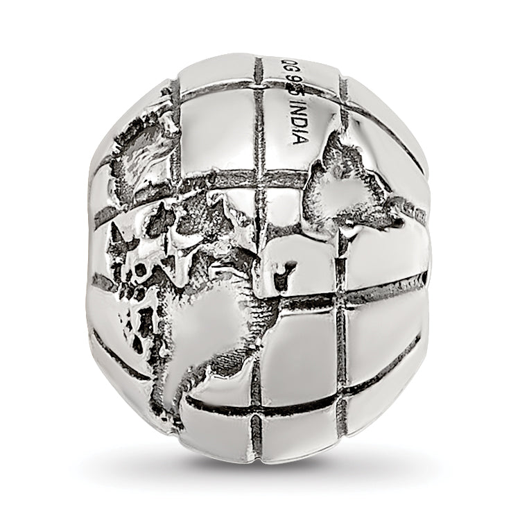 Sterling Silver Reflections Antiqued Globe Pattern Bead