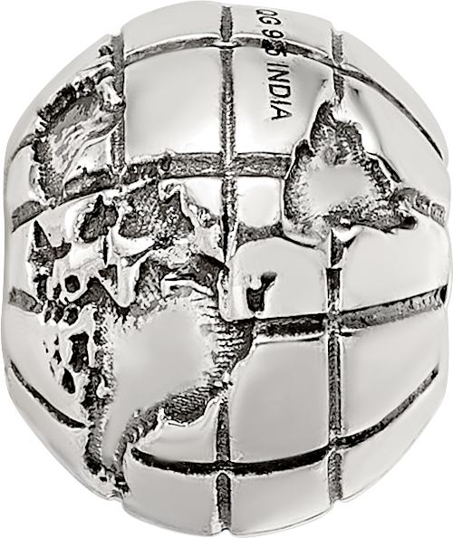 Sterling Silver Reflections Antiqued Globe Pattern Bead
